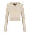 Federica Tosi Polo Pull Sweater With Classic Collar And Ribbed Hem In Neutral
