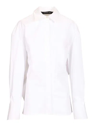 Federica Tosi Camicia Cropped In Popeline Con Cintura Shirts White