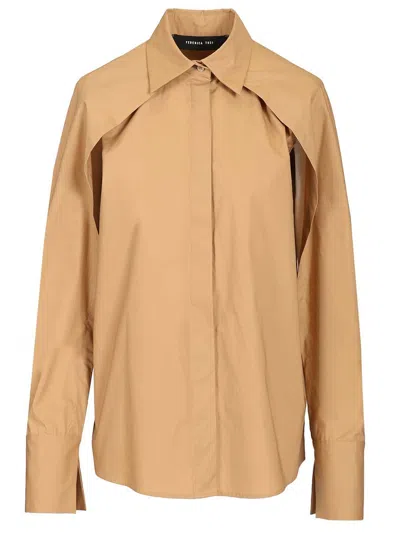 Federica Tosi Camicia Maniche Aperte In Popeline Shirts Beige In Brown
