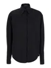 Federica Tosi Black Shirt With Pointed Collar And Metallic Details On The Cuffs In Black