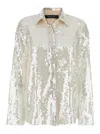 Federica Tosi Metallic Shirt With Mesh Design And All-over Applied Sequins In Tech Fabric Woman In Metallic