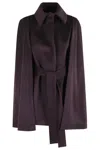 Federica Tosi Cappotto Corto Cashmere A Mantella In Purple