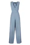 Federica Tosi Cerulean Jumpsuit With V-neckline In Blue