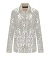 Federica Tosi Metallic Shirt With Mesh Design And All-over Applied Sequins In Tech Fabric Woman