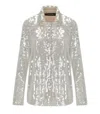 Federica Tosi Metallic Shirt With Mesh Design And All-over Applied Sequins In White