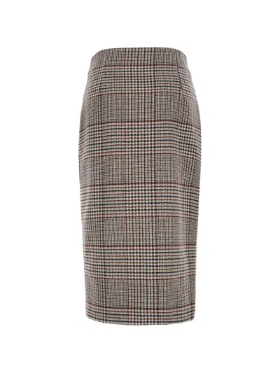 Federica Tosi Check-pattern Rear-slit Midi Skirt In Multi