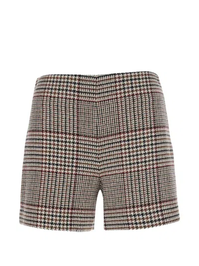 Federica Tosi Glen Check Tailored Mid Rise Shorts In Animal Print