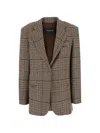 Federica Tosi Check-pattern Single-breasted Blazer In Brown