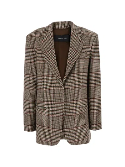 Federica Tosi Check-pattern Single-breasted Blazer In Brown