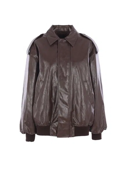 Federica Tosi Bomber Pelle Metallo In Brown