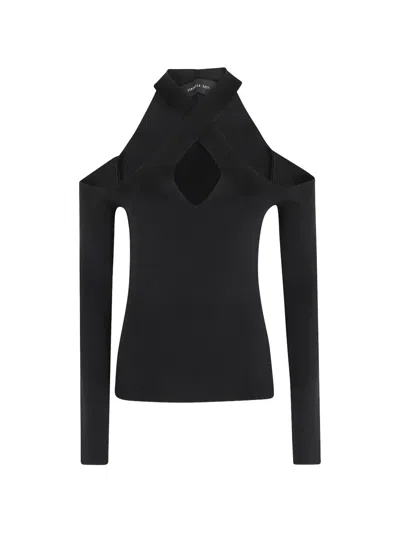 Federica Tosi Cold-shoulder Criss-cross Top In Black