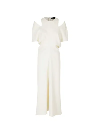 Federica Tosi Cold-shoulder Draped Midi Dress In Neutral