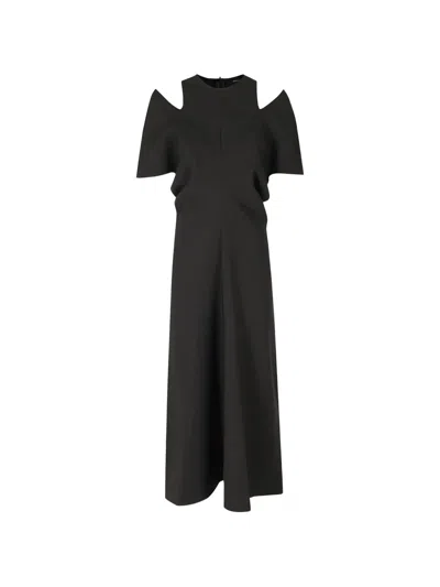 Federica Tosi Cold-shoulder Flared Midi Dress In Black