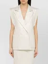 Federica Tosi Cotton Blend Double Breasted Waistcoat In White