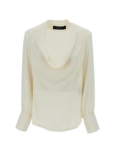 Federica Tosi Cowl-neck Long-sleeve Blouse In Nude