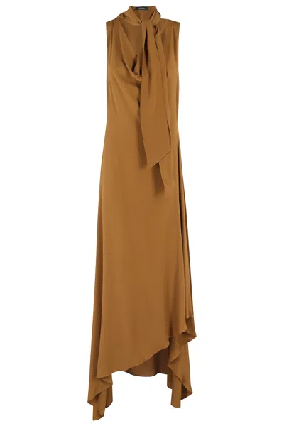 Federica Tosi Crepe De Chine Scarf Dress In Brown
