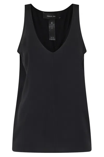 Federica Tosi Crepe De Chine Sleeveless Top In Black