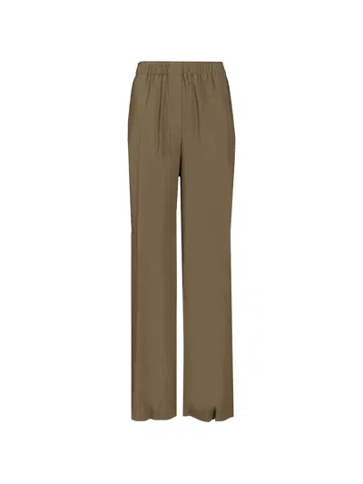 Federica Tosi Pantalone Fluido Crepe De Chine Trousers Green In Brown