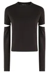 Federica Tosi Innovative Cut-off Crew Neck Sweater With Removable Sleeves In Brown