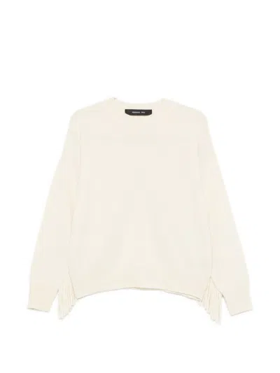 Federica Tosi Crewneck Sweater With Fringes In White