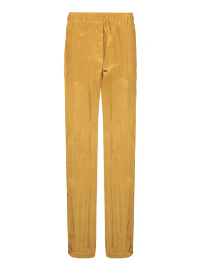Federica Tosi Crinkled Elastic Brown Trousers