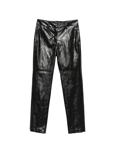Federica Tosi Crinkled-finish Faux-leather Trousers In Black