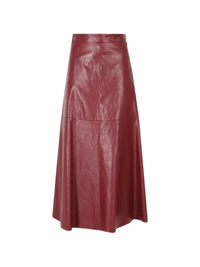 Federica Tosi Crinkled-finish Flared Skirt In Red