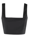 Federica Tosi Square Neckline Sleeveless Cropped Tight Blouse In Black
