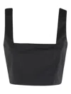Federica Tosi Square Neckline Sleeveless Cropped Tight Blouse In Black