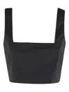 Federica Tosi Square Neckline Sleeveless Cropped Tight Blouse In Black