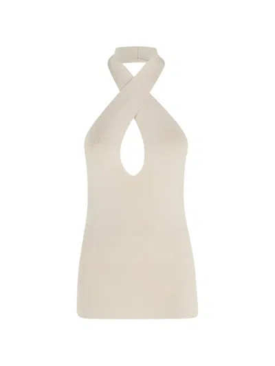 Federica Tosi Cross Halter Top In Neutral