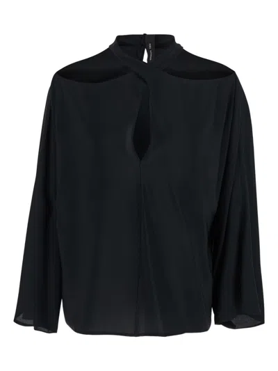 Federica Tosi Crossed Neck Blouse In Black