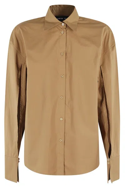 Federica Tosi Cut-out Detail Cotton Shirt In Brown