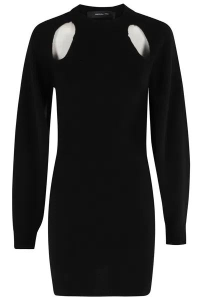 Federica Tosi Cut-out Detailing Black Short Dress