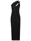 Federica Tosi Black Long Dress With Jewel Detail On The Front In Nero