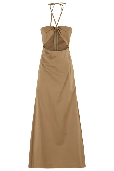 Federica Tosi Cut-out Halter Neck Top With Back Zip Closure In Kaki