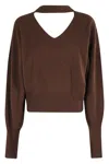 Federica Tosi Cut-out Sweater With Deep V-neckline And Unique Back Detail In Brown