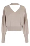 Federica Tosi Cut-out Sweater With Deep V-neckline And Unique Back Detail In Neutral