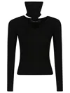 Federica Tosi Cut Out V Turtle Neck Sweater In Nero