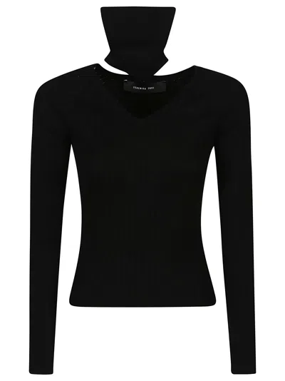 Federica Tosi Cut Out V Turtle Neck Sweater In Nero