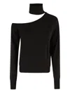 Federica Tosi Maglia Scollata Misto Cashmere Con Collo Staccato In Black