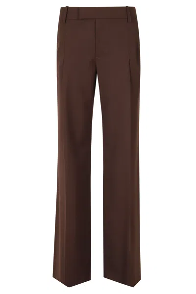 Federica Tosi Dark Brown Frescolana Darts Straight-leg Polyester-blend Pants