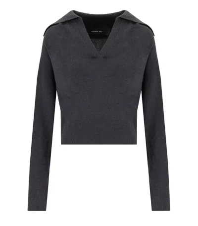 Federica Tosi Dark Grey Polo Sweater In Gray