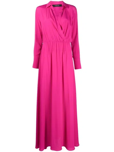 Federica Tosi Deep V-neck Evening Gown In Magenta