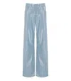 Federica Tosi Light Blue Five-pocket Jeans With All-over Sequins In Fabric Woman In Blue