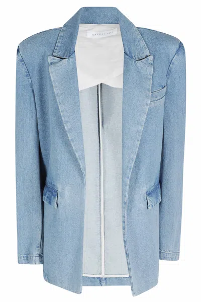 Federica Tosi Denim Open Flap-pockets Cotton Denim Blazer In Blue