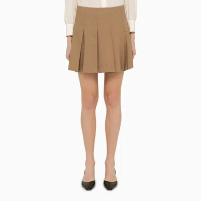 Federica Tosi Desert-coloured Mini Skirt With Flounces In Brown