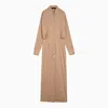Federica Tosi Striped Viscose Blend Chemisier Dress In Beige