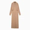 FEDERICA TOSI FEDERICA TOSI DESERT COLOURED STRIPED VISCOSE BLEND CHEMISIER DRESS