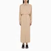 Federica Tosi Desert-coloured Striped Viscose Blend Chemisier Dress In Brown